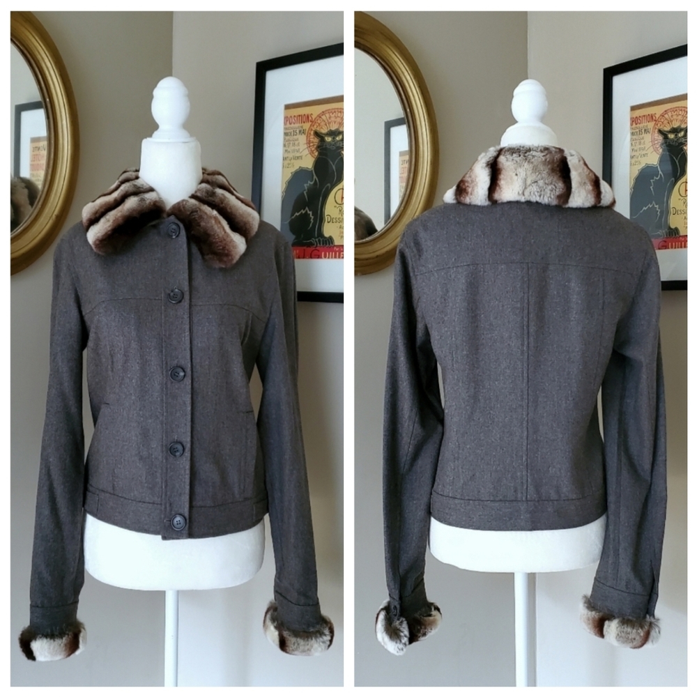 M-A-G Magaschoni Faux Fur Trim Jacket Size 6 NWT